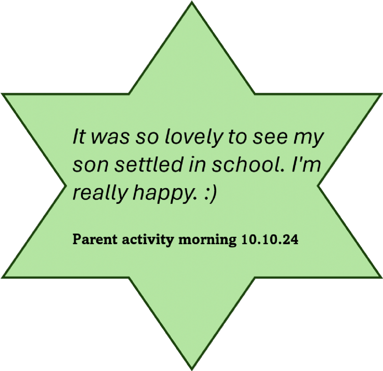 It was so lovely to see my son settled in school. I'm really happy (smiley face).
